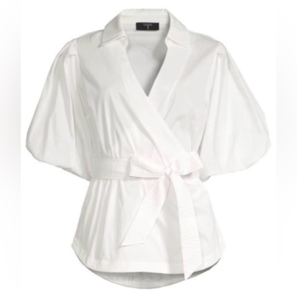 Elie Tahiti Faux Wrap White Blouse size M